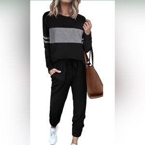 Brand New color block Sweatsuits  2 Piece Casual Outfits Lounge Sets